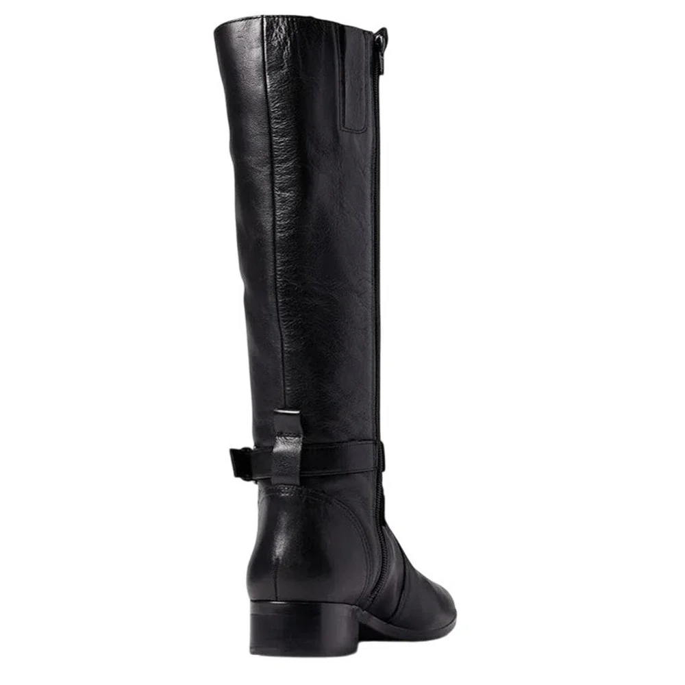 Naturalizer Womens Rena Knee High Boots 8.5M WIDE CALF Black Leather NWOB